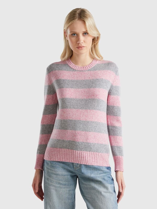 Jersey de rayas de pura lana Shetland Mujer