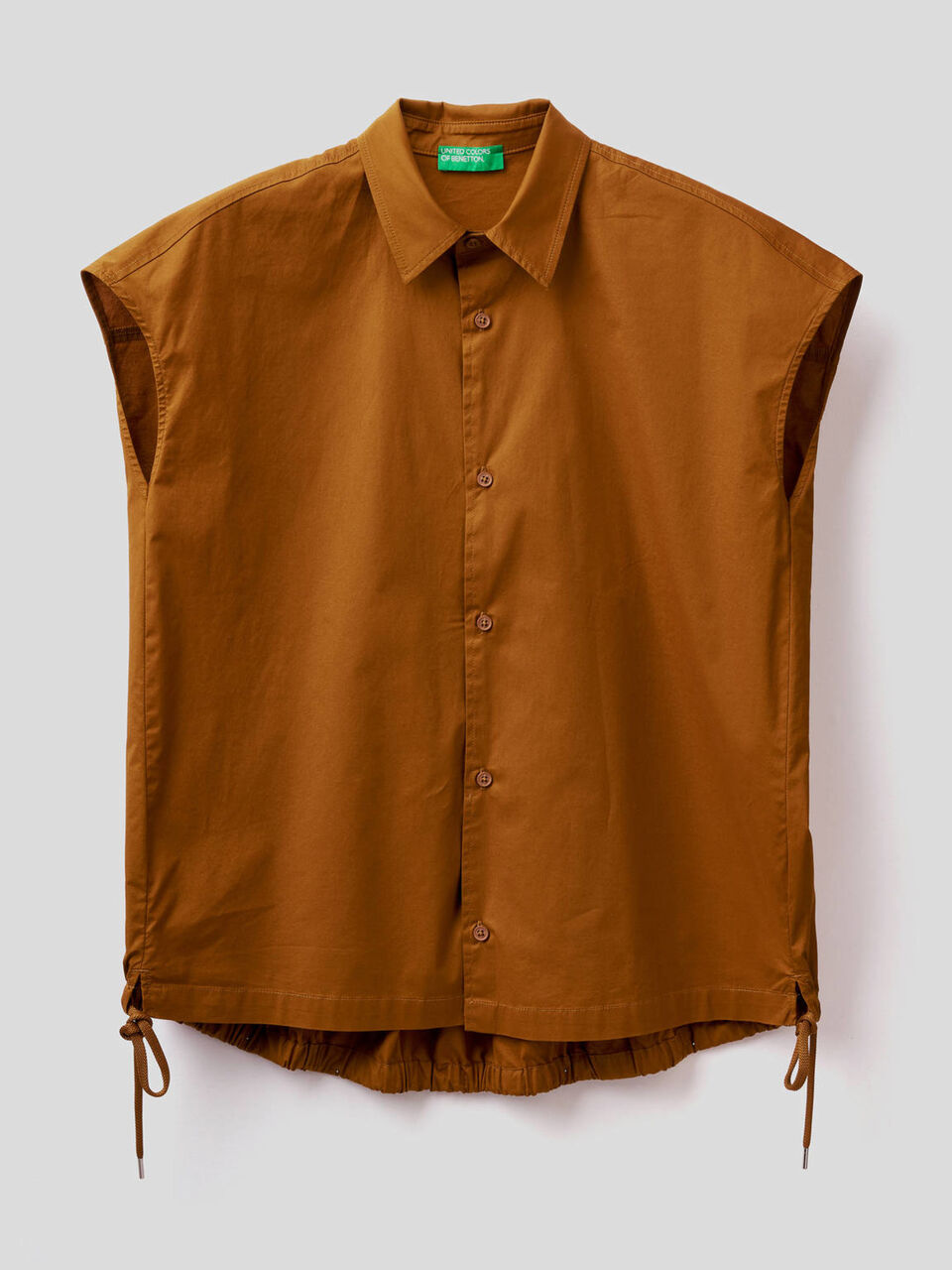 Blusa de algodón elástico con cordón de ajuste image number null