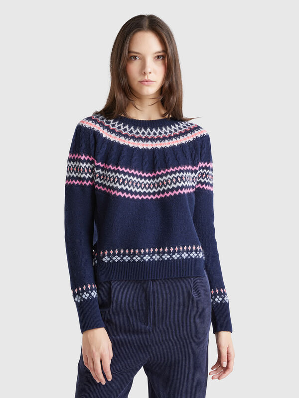 Jersey de jacquard de lana mixta Mujer