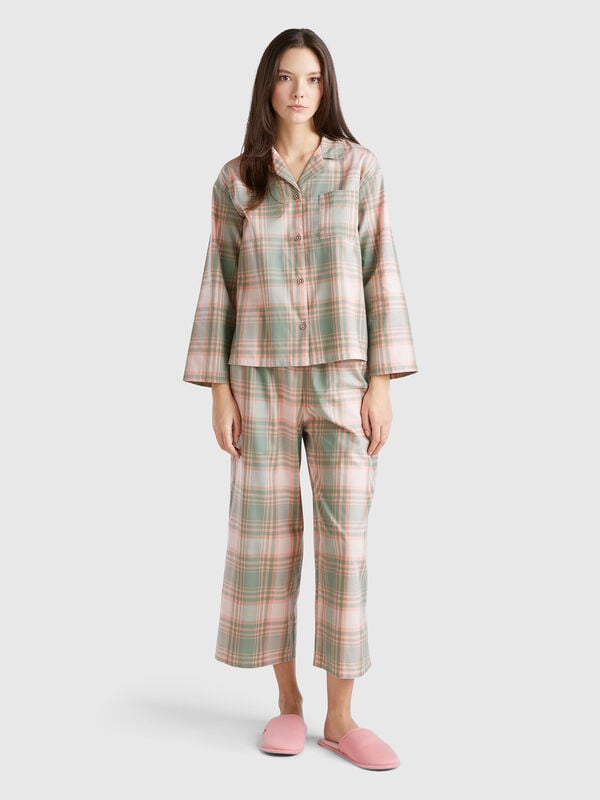Pijama de tartán de franela Mujer