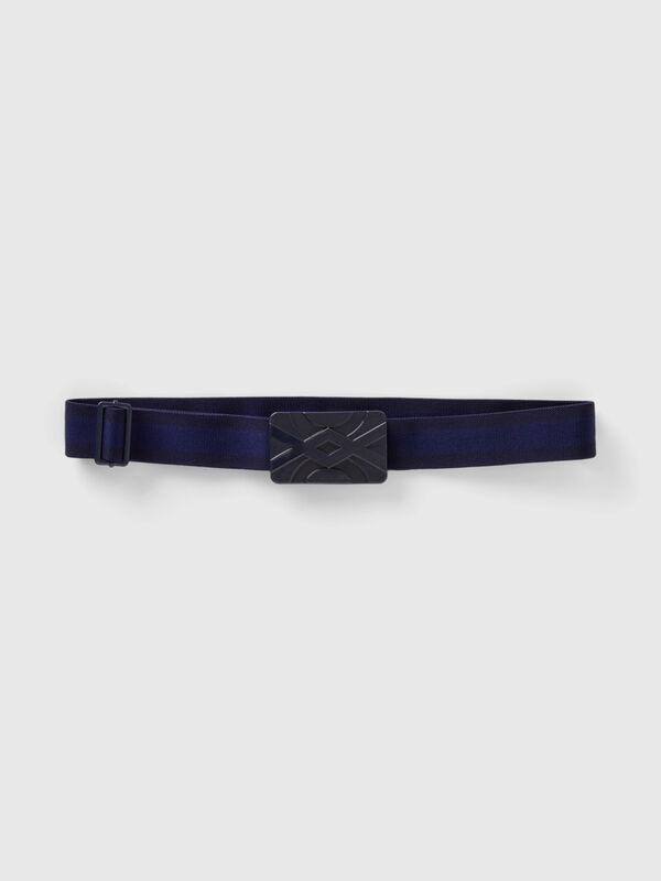 Cinturón elástico con hebilla azul oscuro Mujer