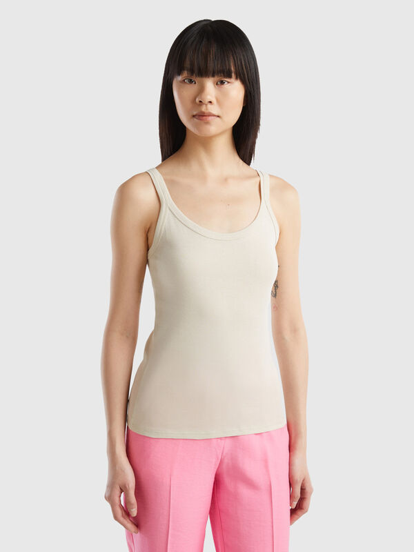 Camiseta de tirantes beige de 100 % algodón Mujer