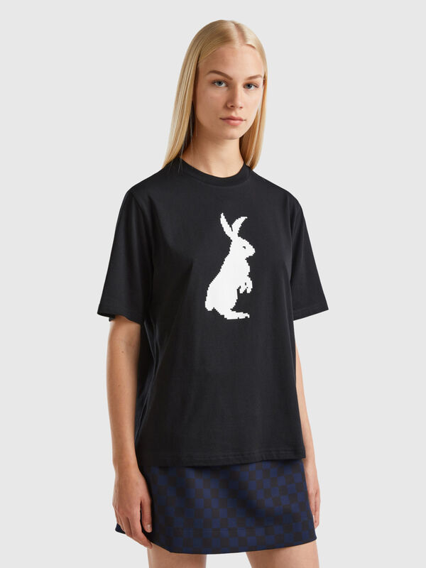 Camiseta con estampado de conejo Mujer