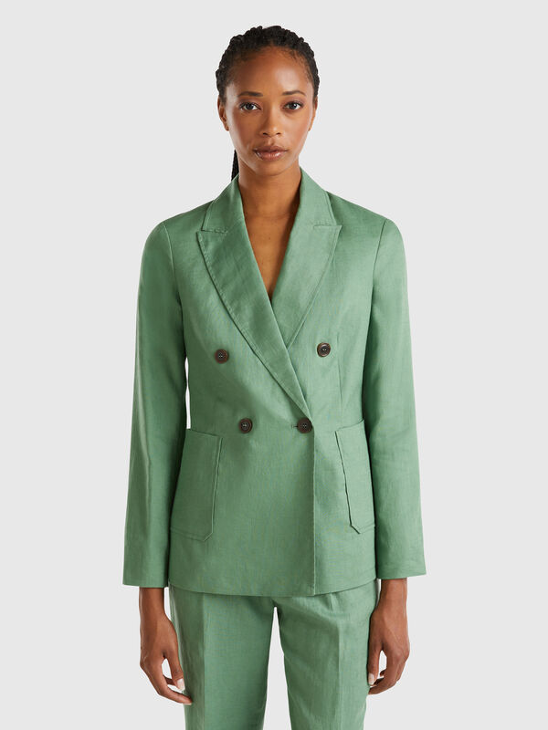 Blazer cruzado de puro lino Mujer