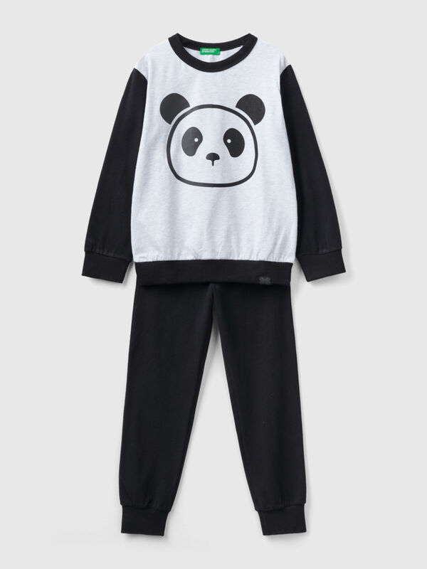 Pijama cálido con estampado de panda Niño