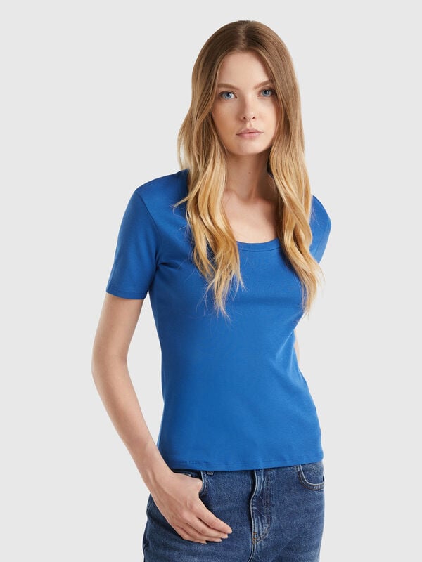 Camiseta de manga corta de algodón de fibra larga Mujer