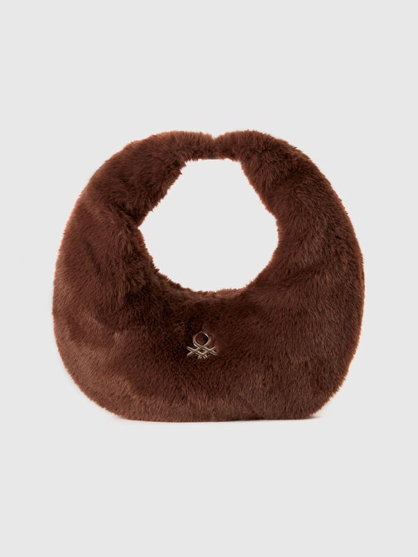 Bolso pequeño de media luna de pelo sintético Mujer