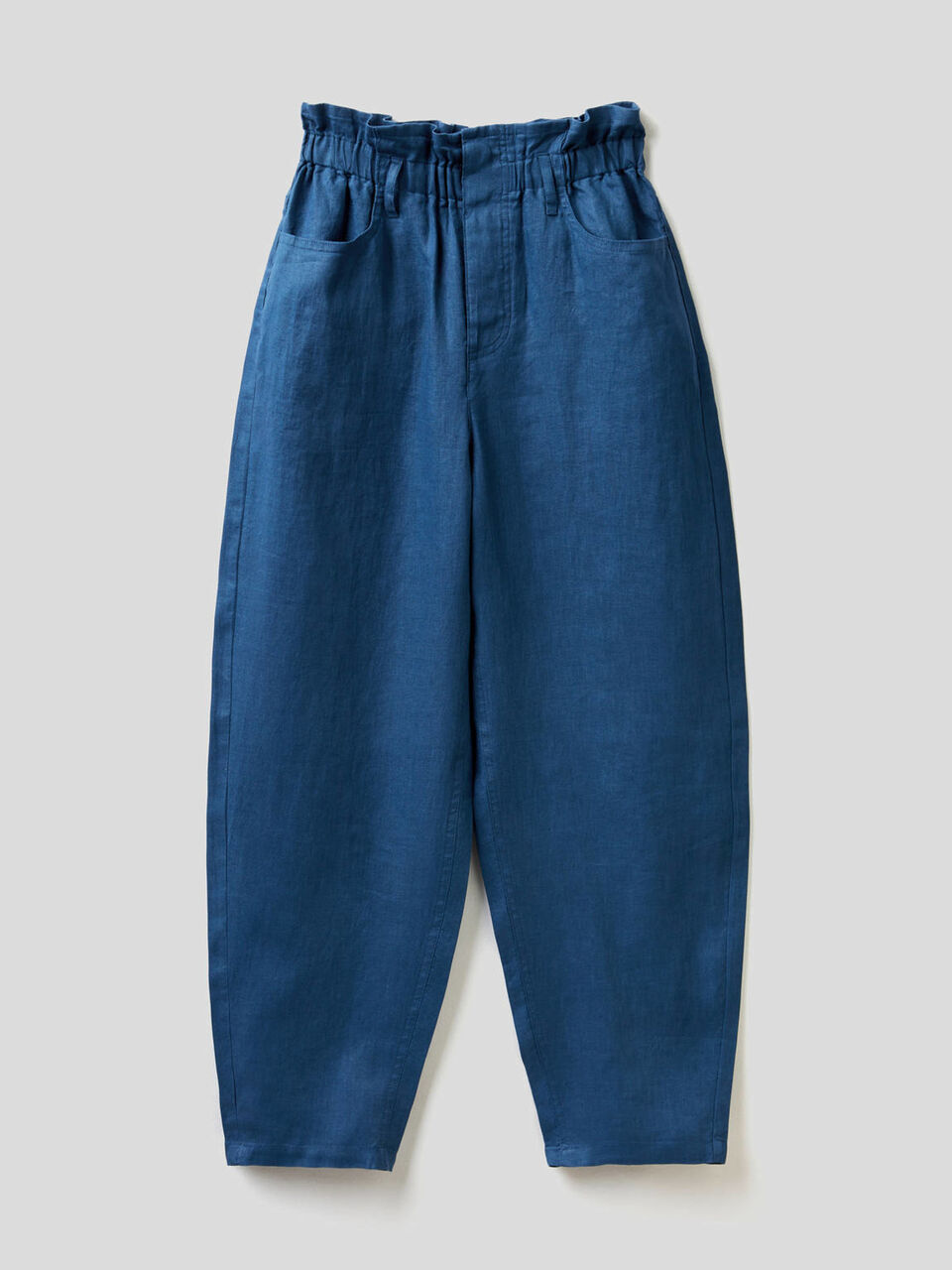 Pantalón de 100% lino con cintura fruncida image number 1