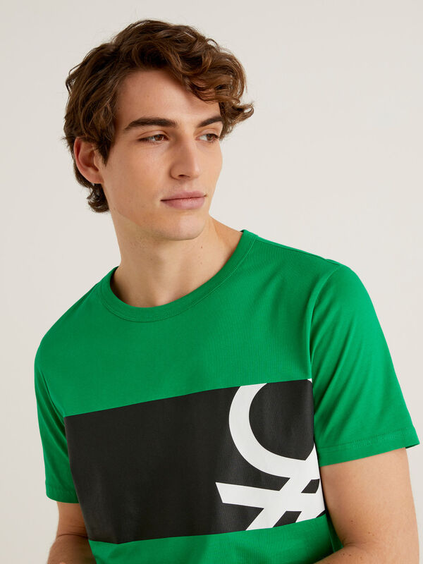 Camiseta verde con estampado de logotipo Hombre
