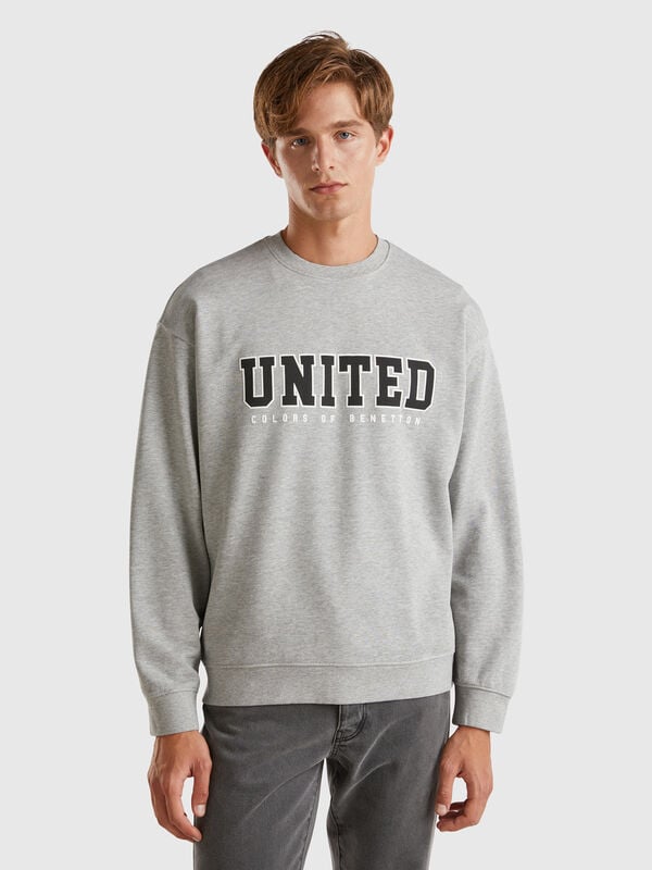 Sudadera de cuello redondo con estampado con logotipo Hombre