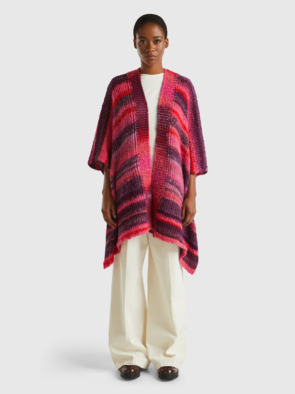 Poncho multicolor de lana mixta Mujer