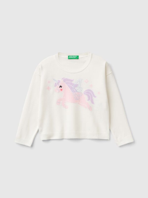 Jersey con grabado de unicornio Niña