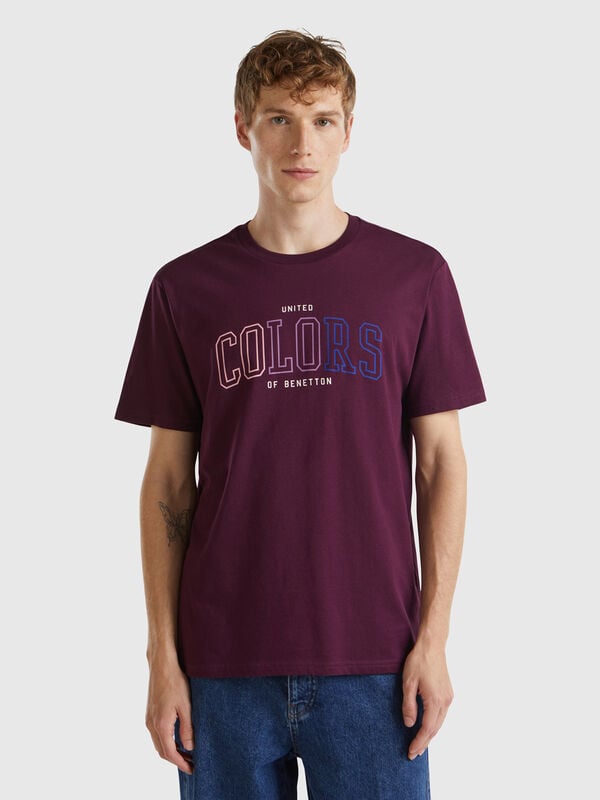 Camiseta cereza de algodón orgánico con logotipo multicolor Hombre