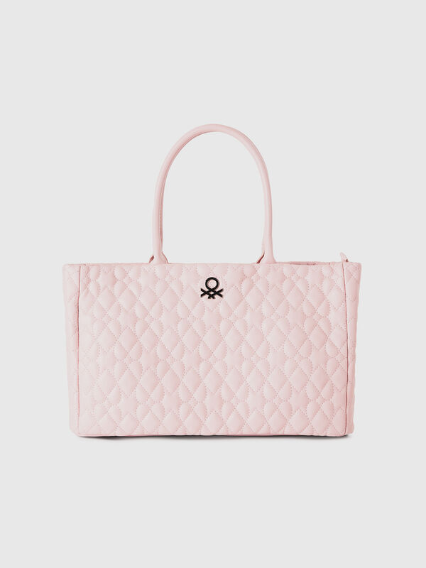 Tote bag de corazón de tejido con efecto piel Mujer