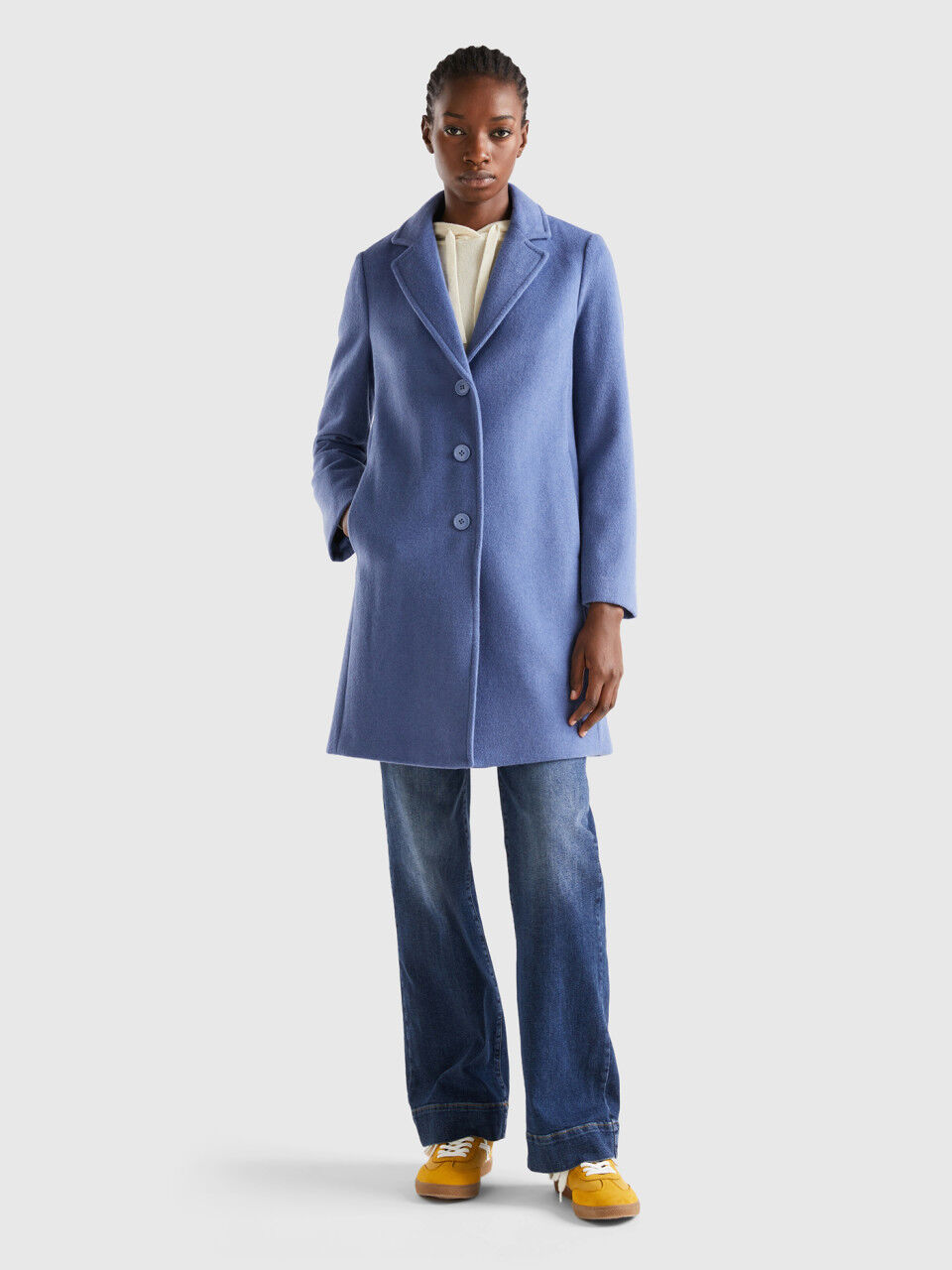 Abrigo gris corto mujer outlet