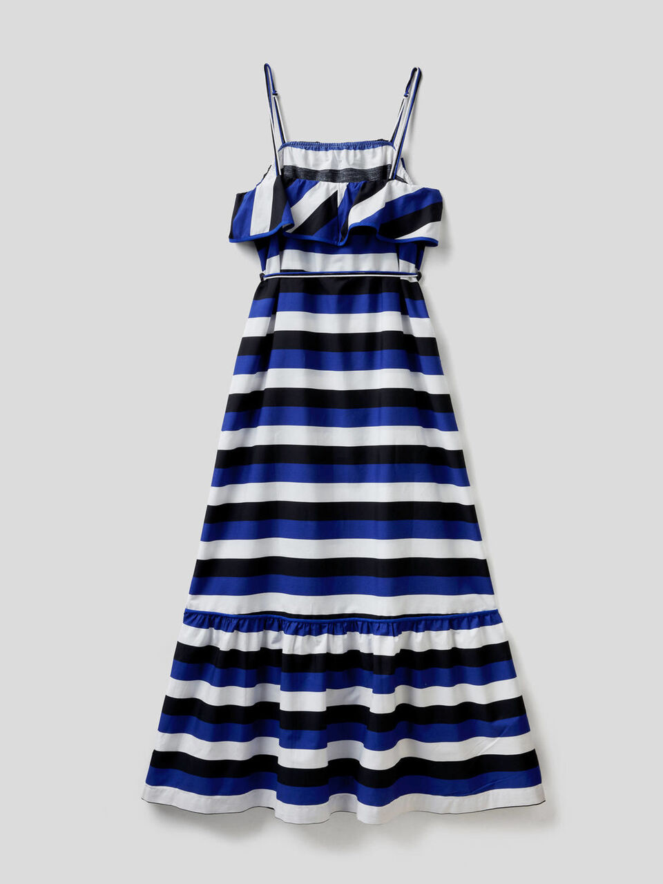 Maxivestido de rayas con volantes image number 2