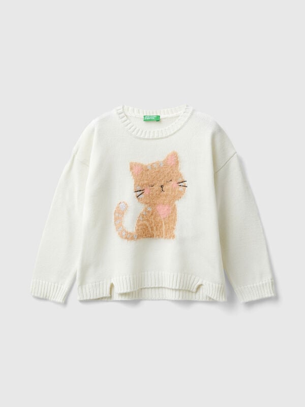 Jersey con grabado de gato Niña