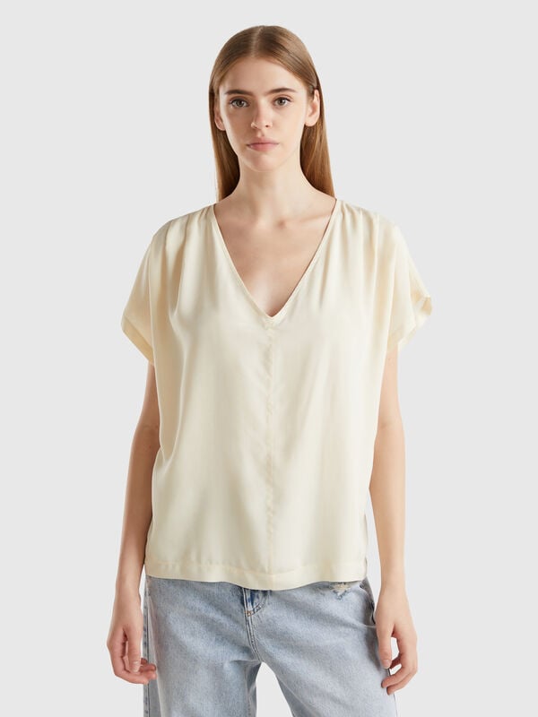 Blusa fluida de manga corta Mujer