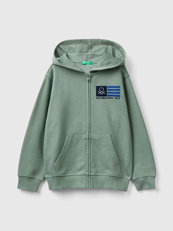 Sudadera con cremallera y bordado de logotipo Niño