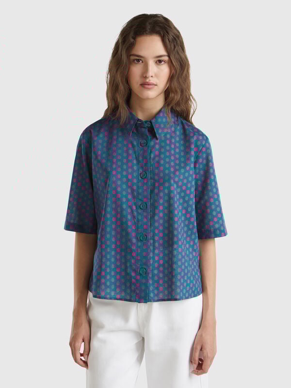 Camisa estampada de manga corta Mujer