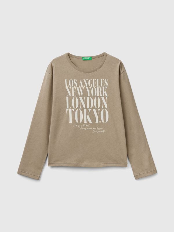 Camiseta con estampado de eslogan Niña