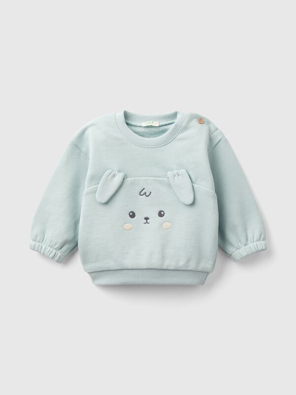 Sudadera de algodón orgánico con bordado y parche Recién nacidos