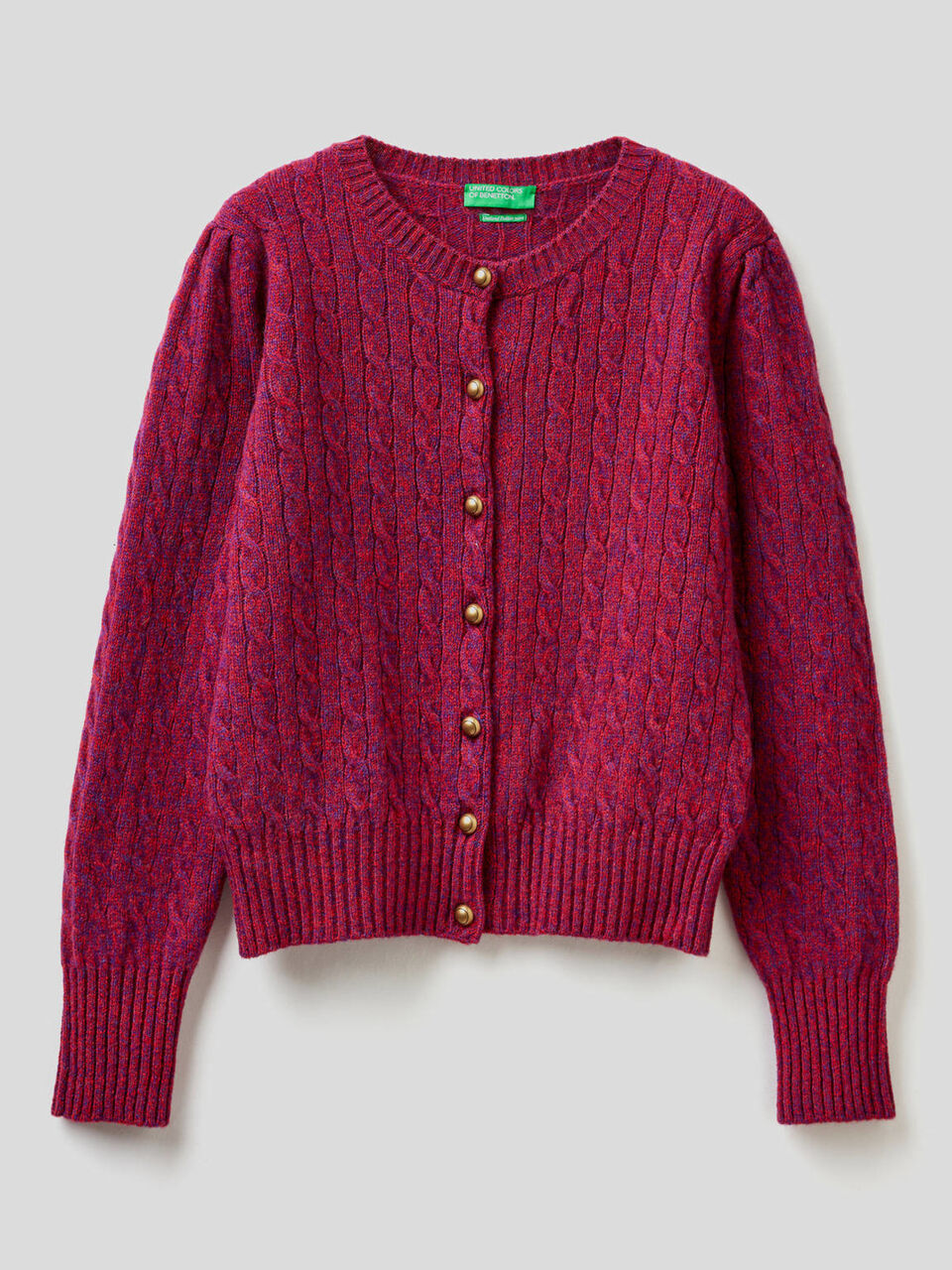Cárdigan a trenzas en pura lana tricot Shetland image number 1