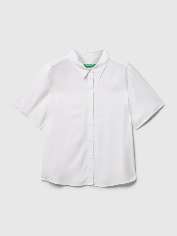 Camisa de viscosa con mangas 3/4 Mujer