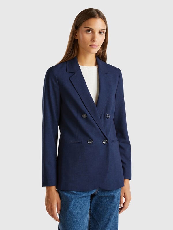 Chaqueta cruzada de viscosa mixta elástica Mujer