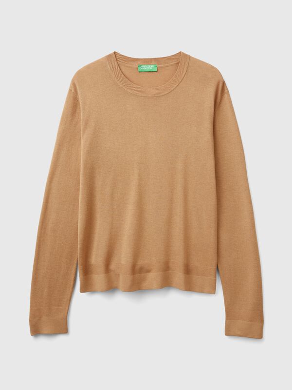 Jersey de manga larga de seda mixta Mujer