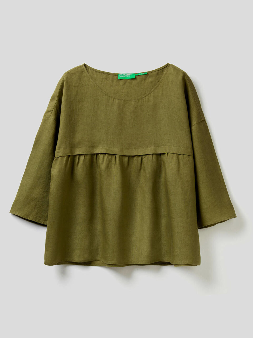 Blusa de 100% lino con volante image number 1