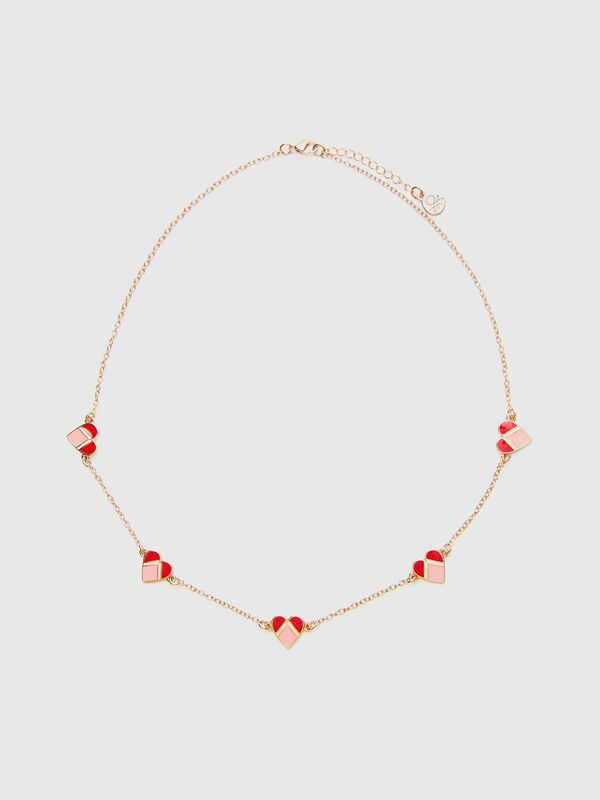 Collar dorado con corazones Mujer