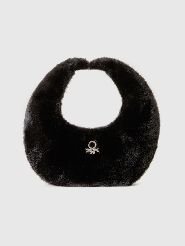 Bolso pequeño de media luna de pelo sintético Mujer