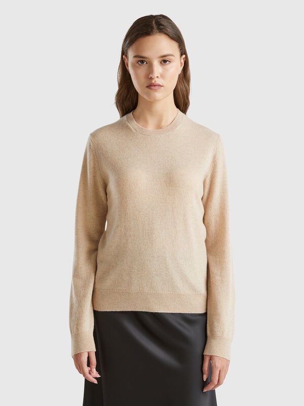 Jersey beige de 100 % cachemir Mujer