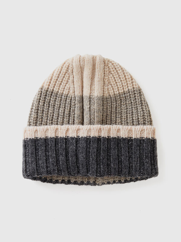 Gorro de rayas de pura lana Shetland Hombre