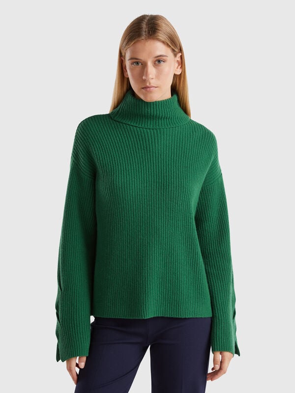 Jersey de cuello cisne con cuello amplio Mujer