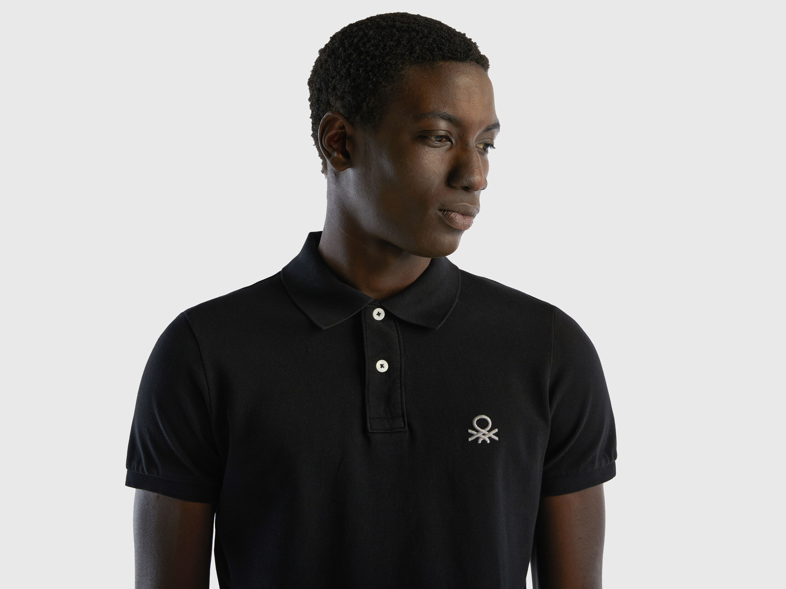 Polo negro slim fit Negro Benetton