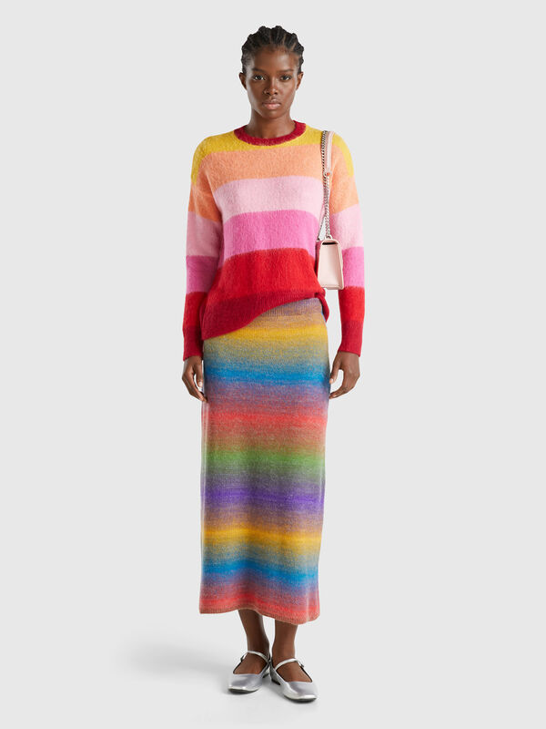 Falda de punto multicolor Mujer