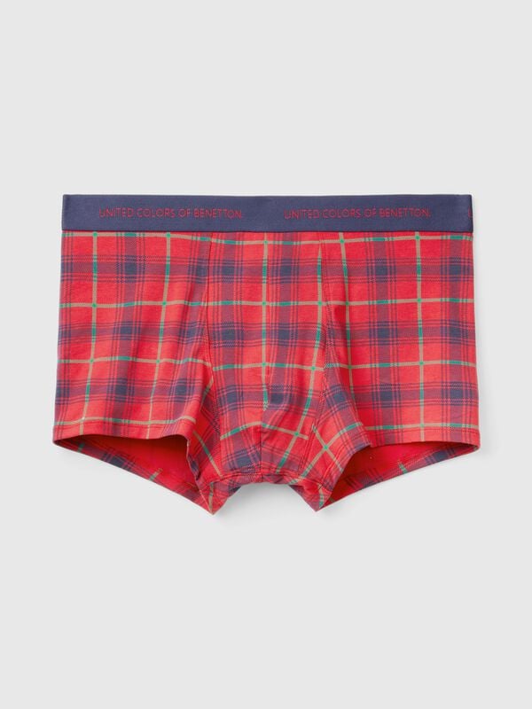 Bóxer de tartán rojo y azul Hombre