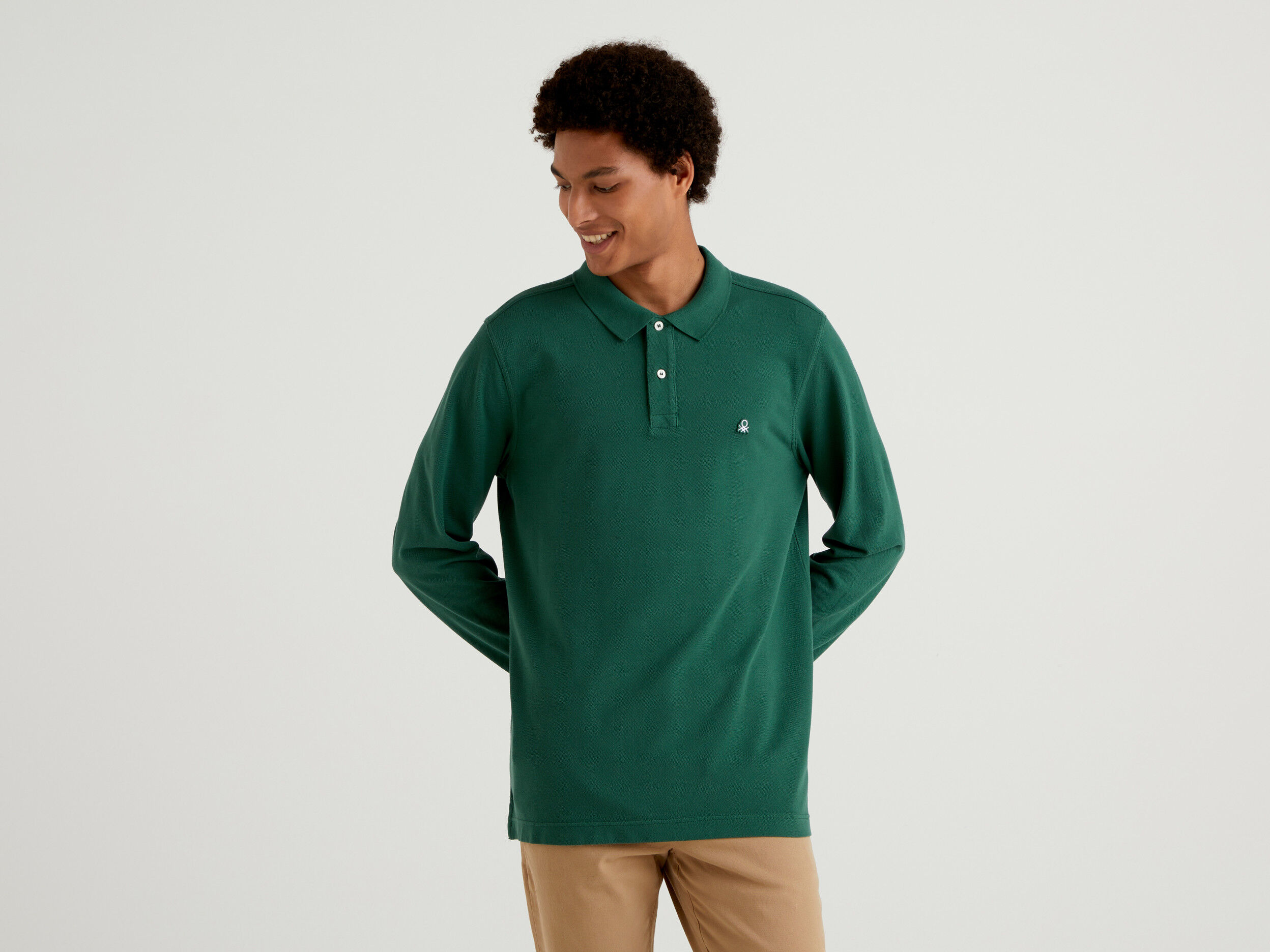 Polo manga larga benetton sale