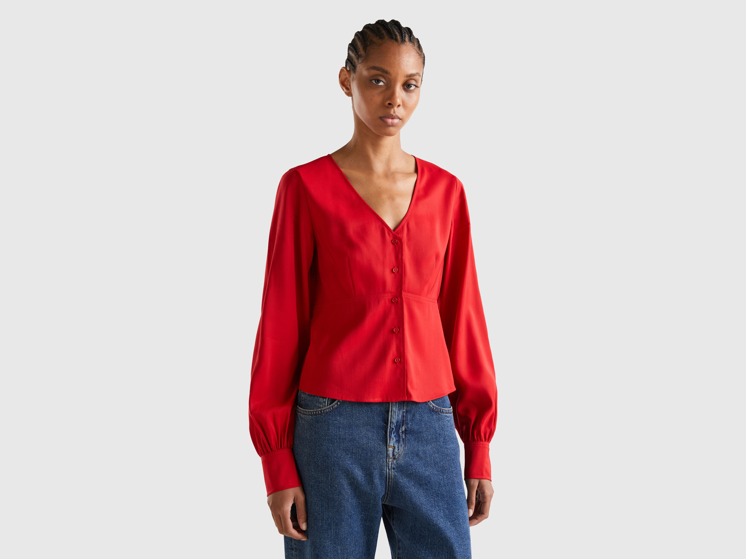 Camisa cuello pico mujer deals