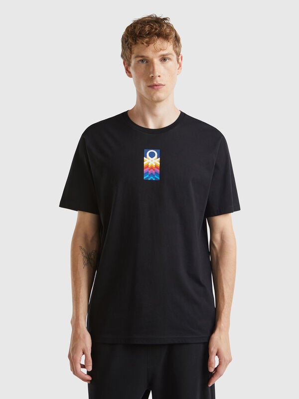 Camiseta negra de algodón orgánico con logotipo Hombre