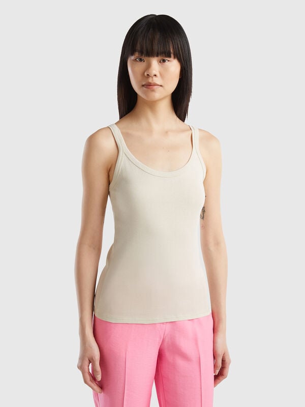 Camiseta de tirantes beige de 100 % algodón Mujer