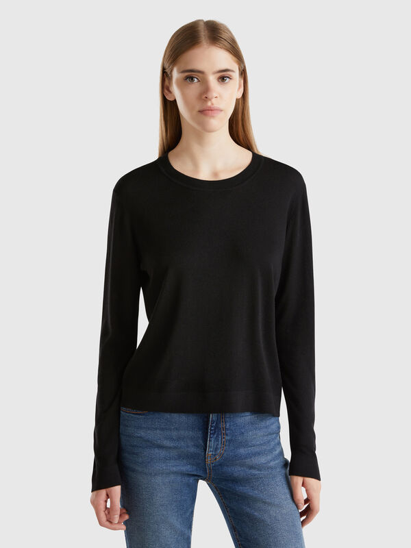 Jersey de manga larga de seda mixta Mujer
