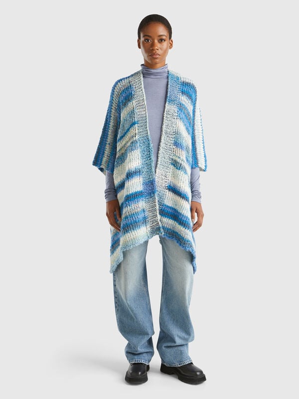 Poncho multicolor de lana mixta Mujer