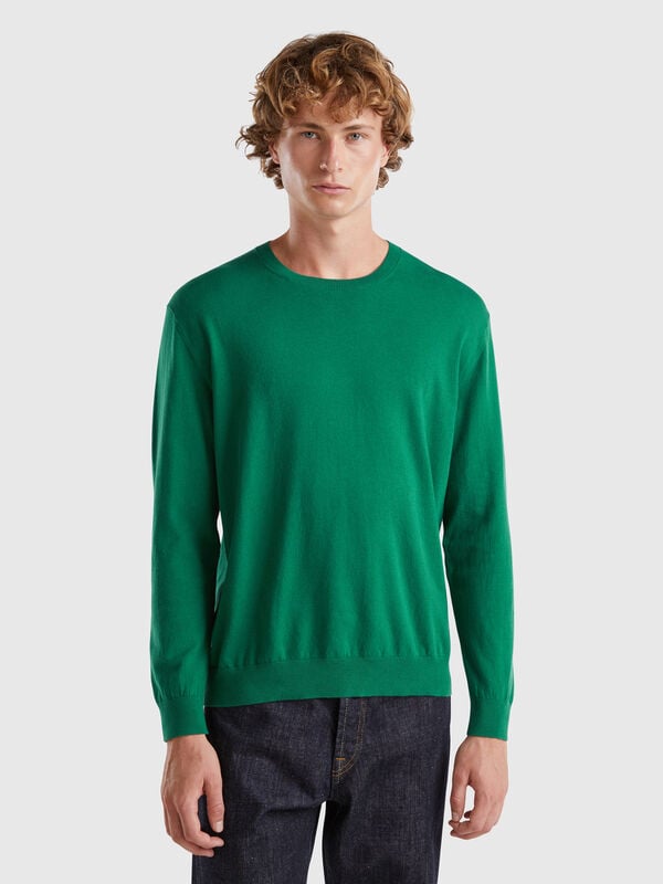 Jersey de cuello redondo de algodón ligero mixto Hombre