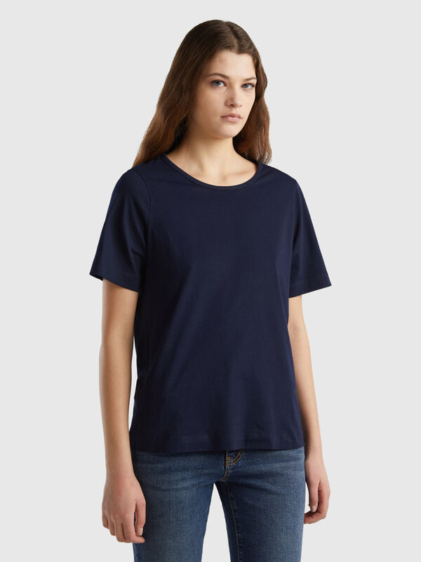 Camiseta azul oscuro de manga corta Mujer
