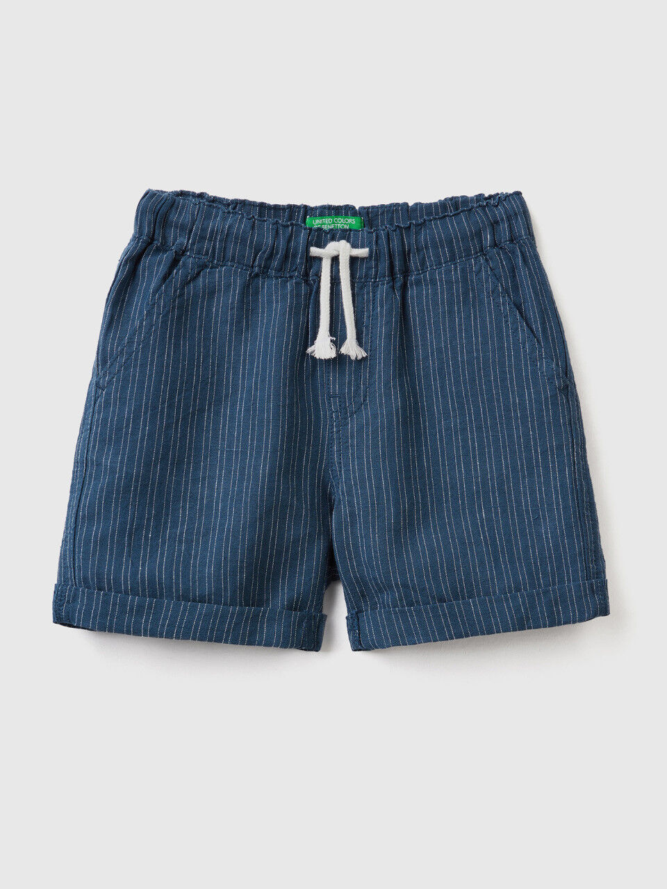 Bermudas de lino mixto de rayas