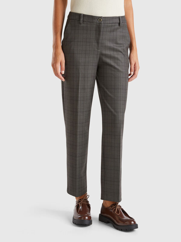 Pantalón regular fit Príncipe de Gales Pantalón regular fit Príncipe de Gales Mujer