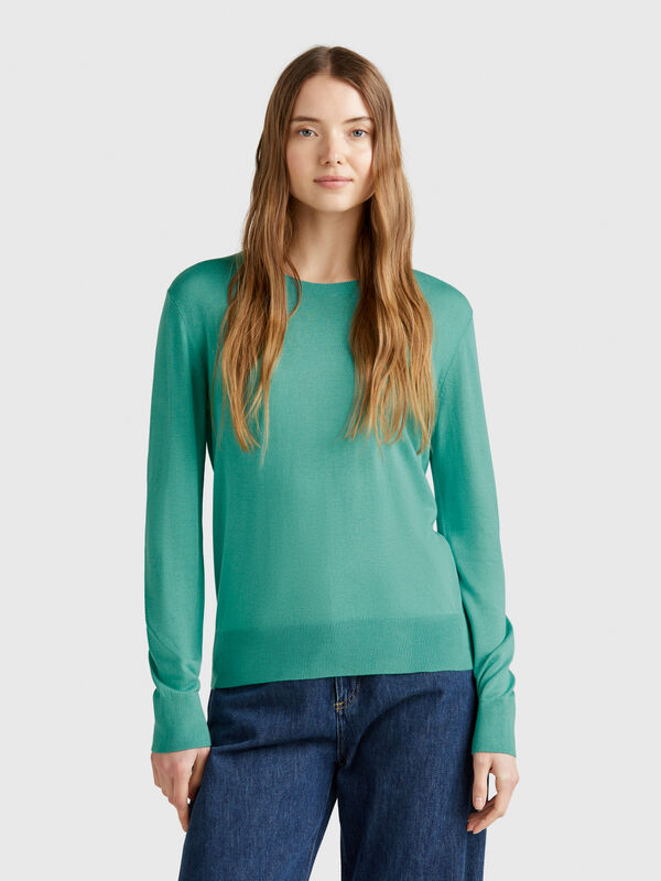 Camisa de manga larga en mezcla de seda Mujer